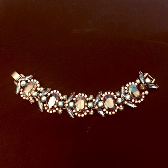 Rare Bassett Vintage Smokie Blue Crystal Bracelet - Picture 4 of 7